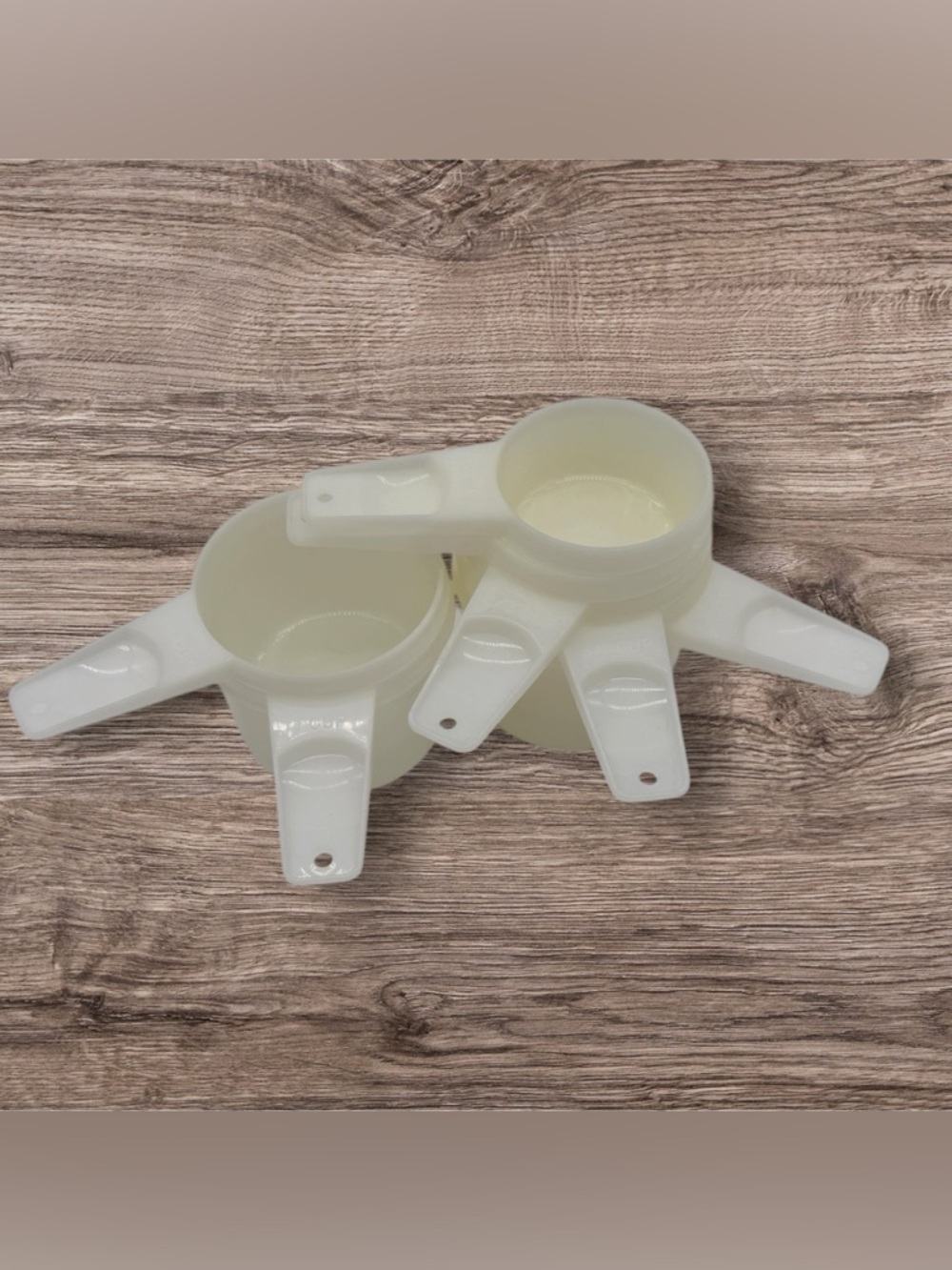 Vintage Tupperware White Plastic Measuring Cups - Stackable or Hanging